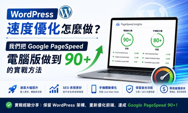 WordPress 速度優化與 Google PageSpeed 90+ 實戰方法